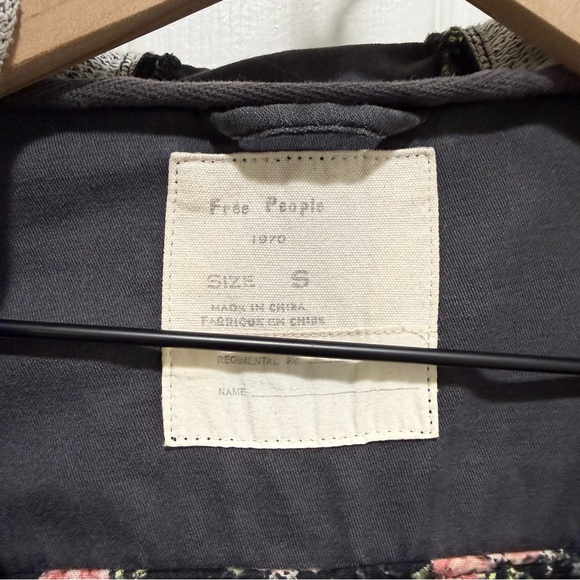 Free People Y2K Layered Slub Charcoal Jean Jacket with Hood - Picture 3 of 4